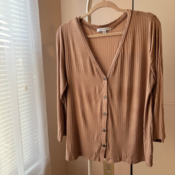 Nordstrom Single Thread Caramel Ribbed Cardigan Size XL NWOT - Picture 1 of 5